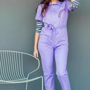 Organic Cotton Sugarhill Brighton Billy Boilersuit Lilac with Rainbow 🌈 UK 10